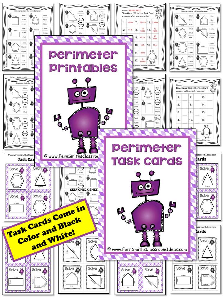 Fern Smith's Classroom Ideas Perimeter Pete Mega Math Pack - Finding Perimeter Printables, Task Cards and Center Game For 3.MD.D.8 at TPT.
