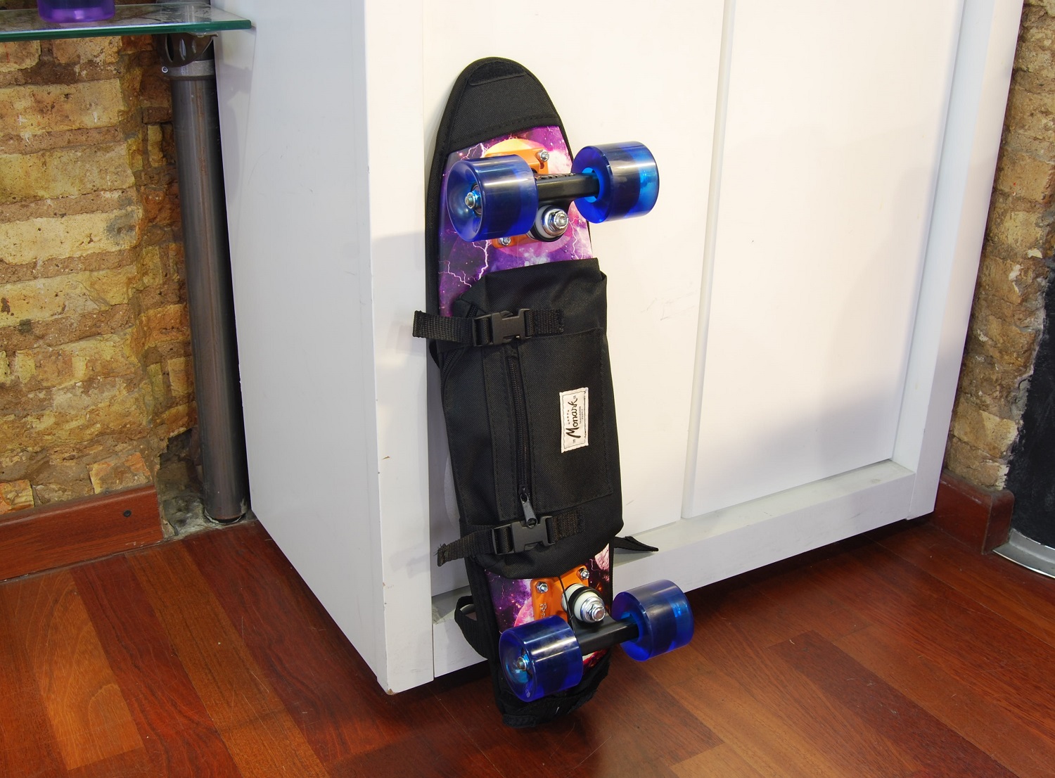 MONARK SUPPLY New skate backpack for 22" and 23" plastic skateboard.