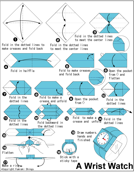 Wrist Watch Easy Origami instructions For Kids