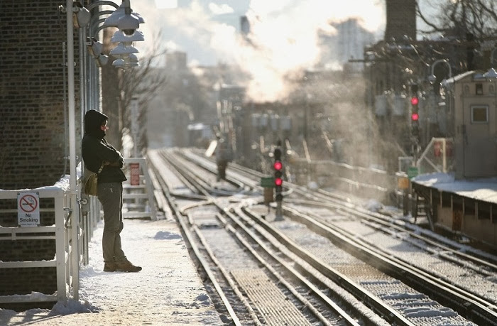 Winter Waiting for Train Image