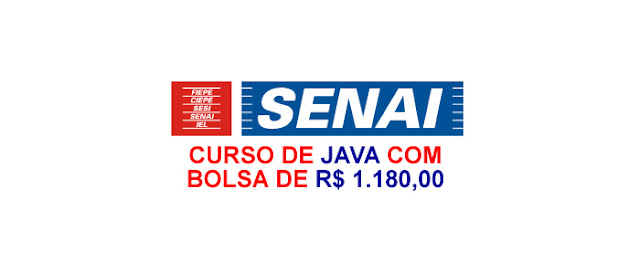 SENAI oferece curso gratuito de Java, com bolsa de R$ 1.180.00.