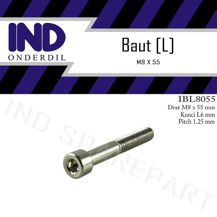 Baut-Baud-Bolt L-L6 8X55-8X55-M 8 X 55 Kunci-K 5 P-Pitch 1.25 Original