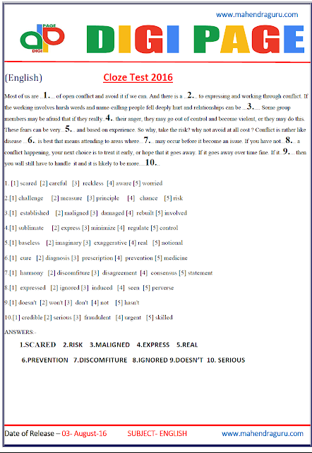 Digi Page - Cloze Test Digi Page - Cloze Test