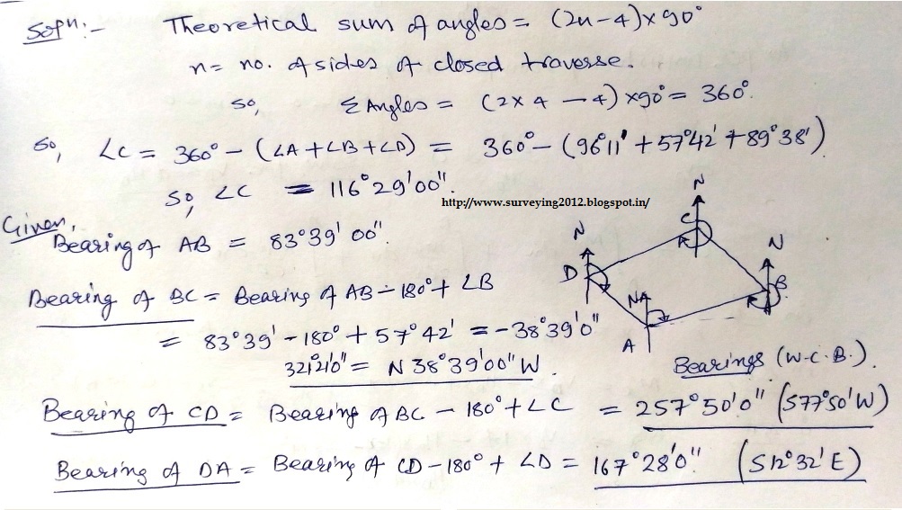 Surveying (Civil Engineering ) Closed Traverse How to find out the