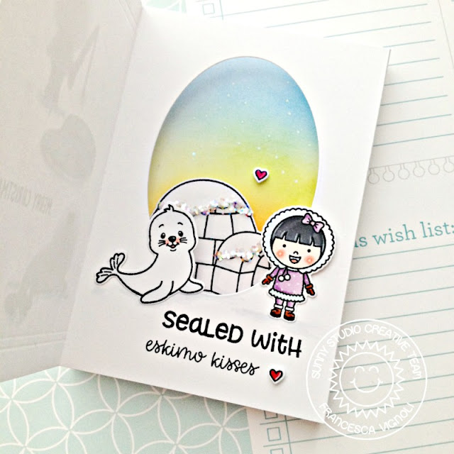 Sunny Studio Stamps: Eskimo Kisses Polar Playmates Interactive Arctic Christmas Card with Franci Vignoli
