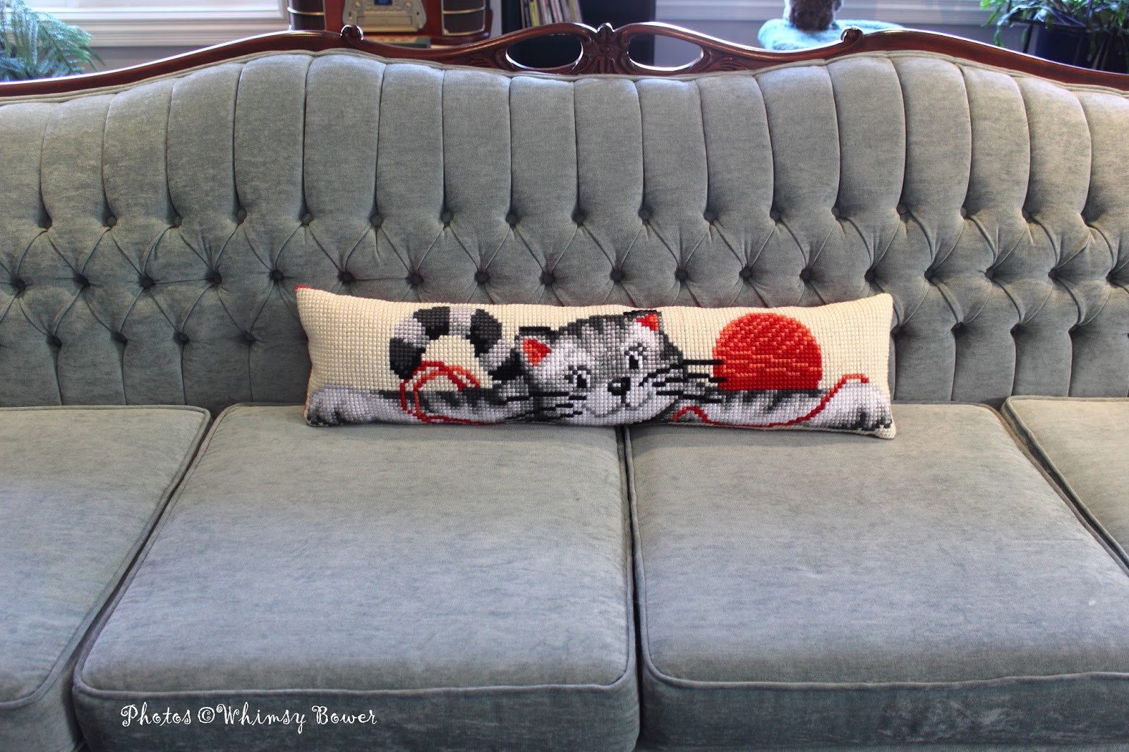 Whimsy Bower Cushioned, or how to turn a needlepoint into a pillow in