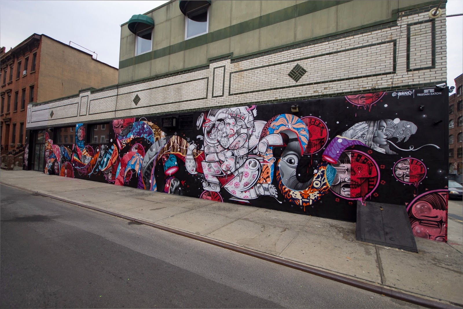 After working on a solo piece in Soho, New York, Tristan Eaton joined forces with German duo How Nosm on a new collaboration.