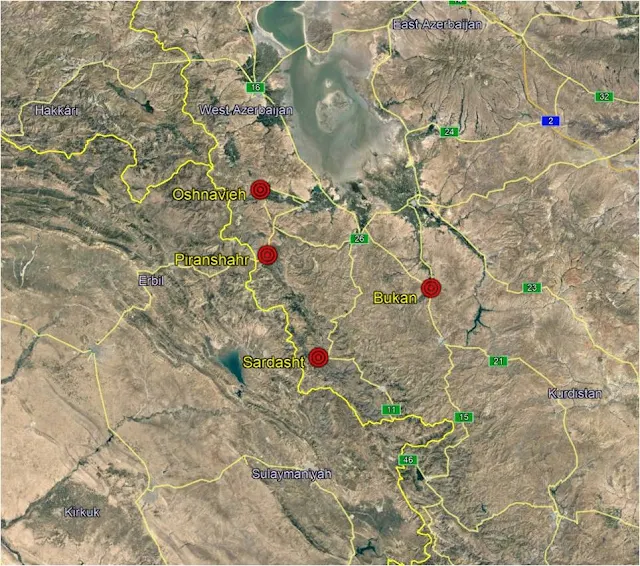 Map Attribute: Areas witnessing Kurdish attacks in the preceding months / Source: Google Maps