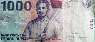 Gambar Kapitan Pattimura pada lembaran uang seribu rupiah