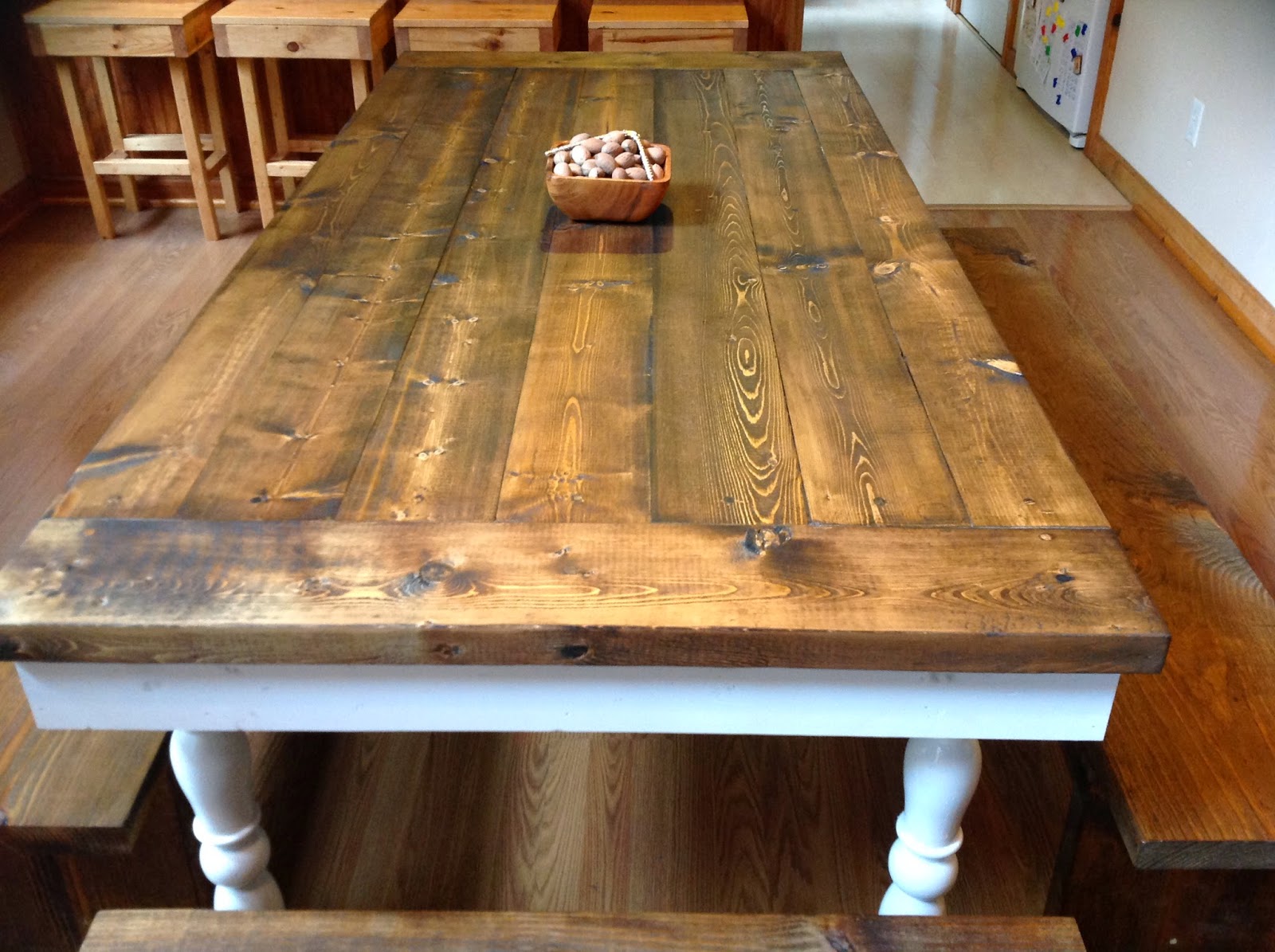 Farm Tables by Zamora Table 7 Dark Walnut with white legs