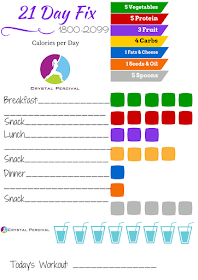 Crystal P Fitness and Food: 21 Day Fix Daily Tally Sheet