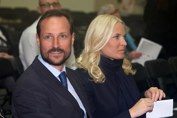 Prince Haakon of Norway and Princess Mette-Marit of Norway attend the Resources gone astray conference at Astrup Fearnley Museum 