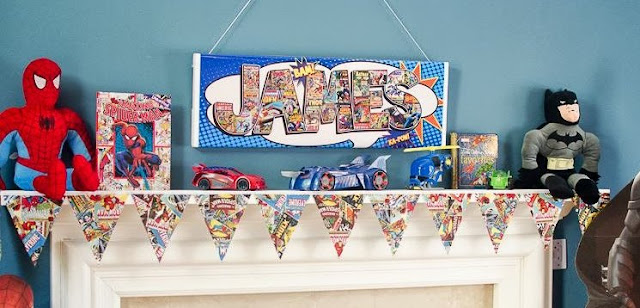 superhero mantle decorations