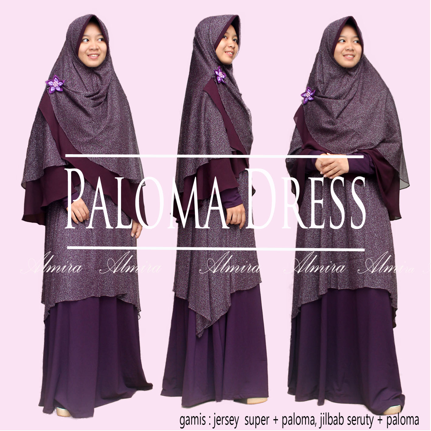 Busana Muslim Model Baju Gamis Terbaru Paloma Set Gliter Almira
