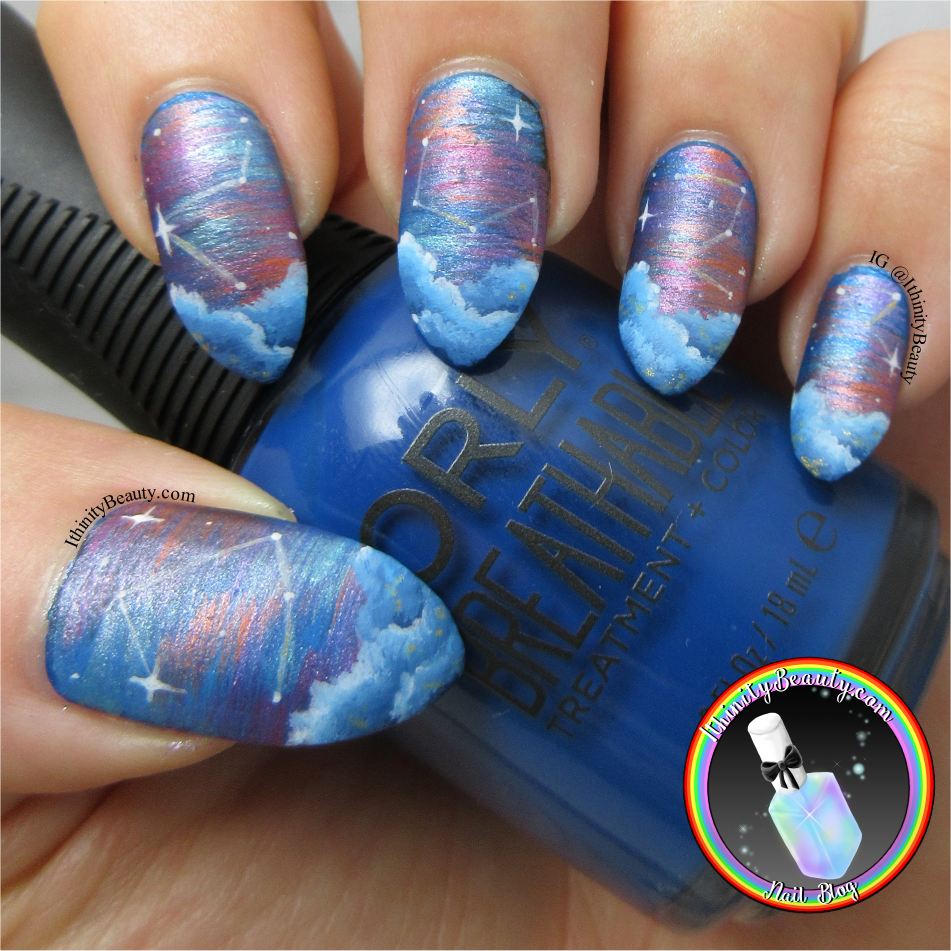 Freehand Star Constellations Nail Art Ithinitybeauty Blog For This Design I Began With My Trusty Opi Nail Envy Base Coat And Once Dried Lied Two Coats Of Orly S Breathable Polish In Good Karma