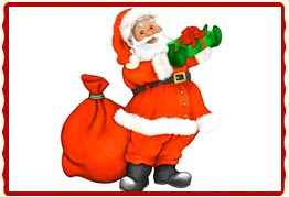 Drawing of Santa Claus Christmas picture with gifts for children