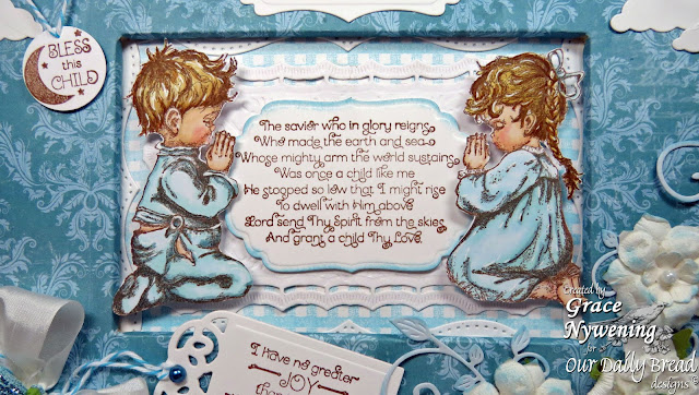 ODBD Stamps, Childrens Prayer, Precious Girl Precious Boy, Gingham Background, designed by Grace Nywening