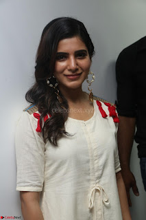 Samantha Ruth Prabhu Smiling Beauty in White Dress Launches VCare Clinic 15 June 2017 011