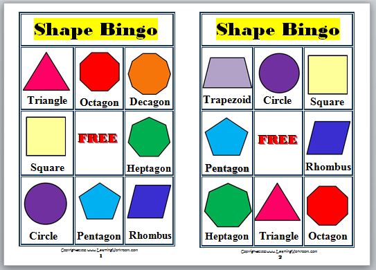 2d Shape Bingo Free Printable Printable Templates