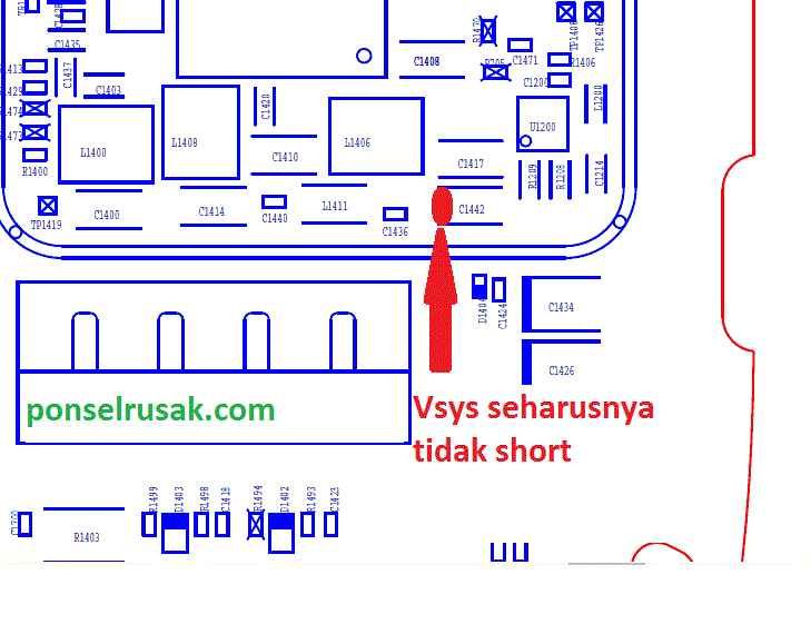 Tahapan mengatasi davis mati dengan mengecek jalur vsys