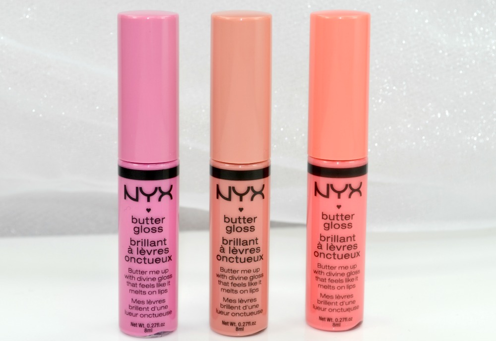 Close up image of the three NYX lip glosses
