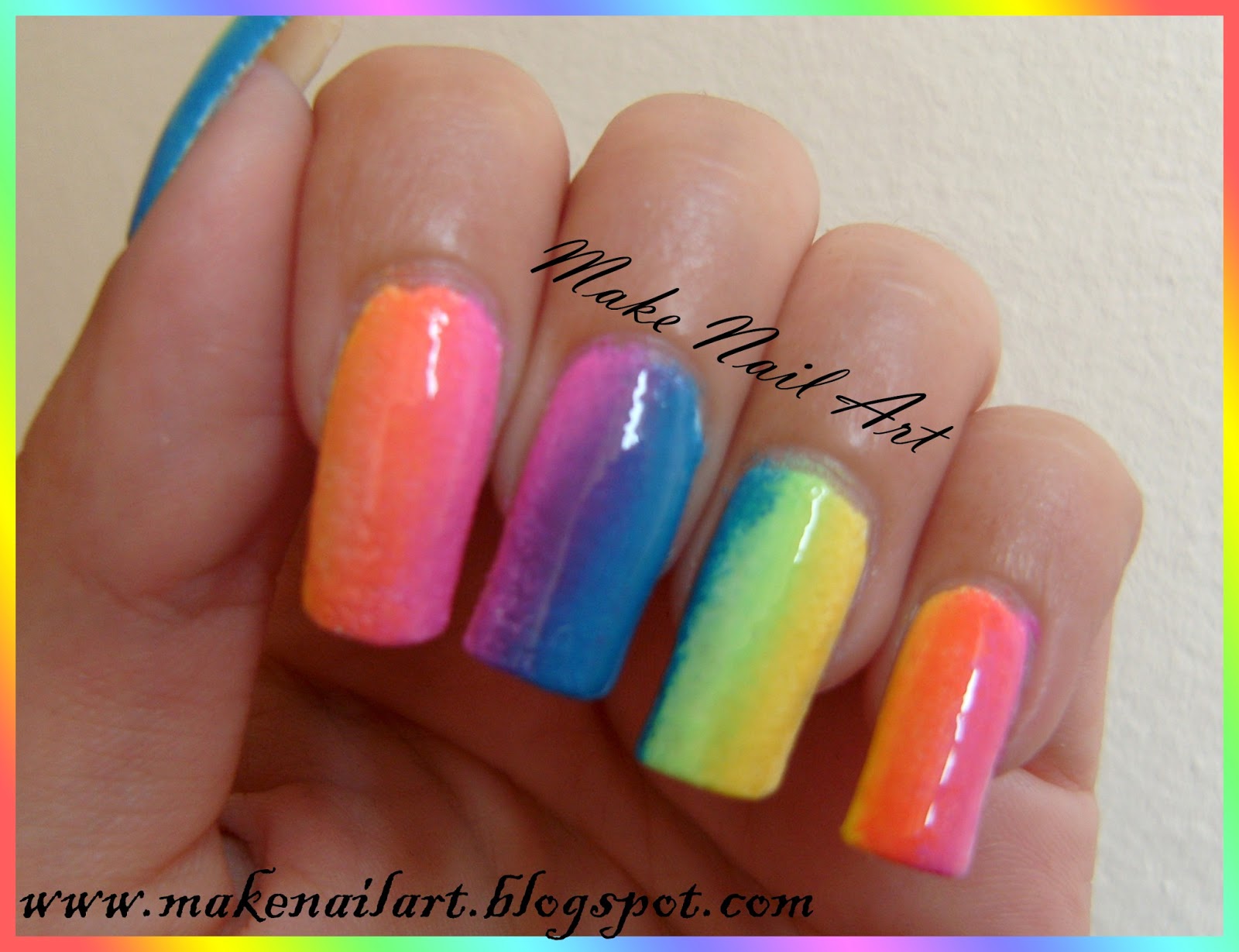 4. Rainbow Gradient Nail Art Tutorial - wide 4