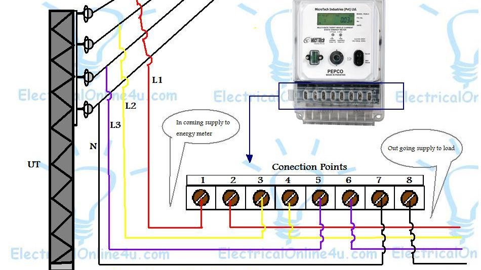 3 Phase Energy Meter Connection Kwh, Three Phase Ct Meter Wiring Diagram