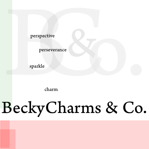 BeckyCharms & Co. Faded Logo Graphic Design Sample Example