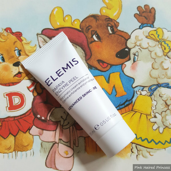 Elemis Papaya Enzyme Peel review white tube of elemis papaya enzyme peel on vintage get along gang book background