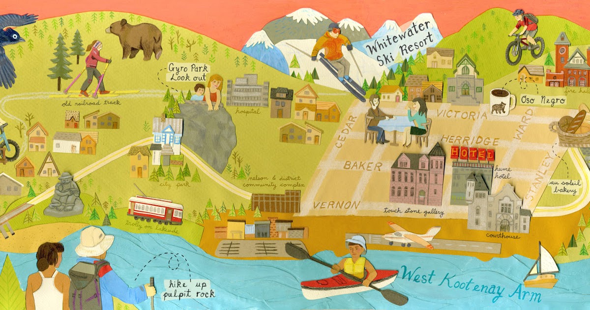Jessica Rae Gordon Illustrated Map of Nelson, BC