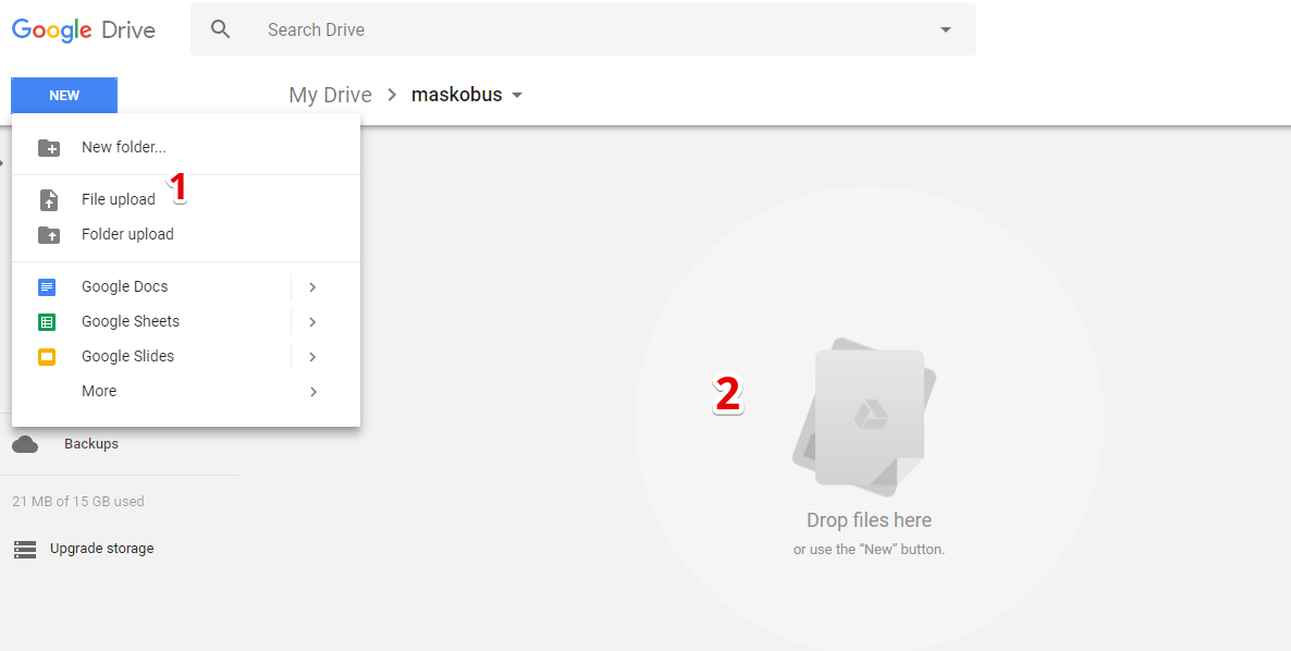 Menggunakan google drive Menggunakan google drive