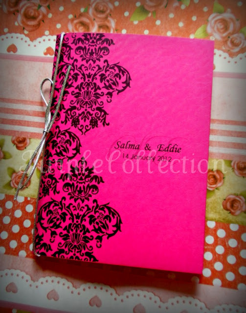 Damask Wedding Invitation Card, wedding invitation cards, malay wedding cards, damask shocking pink card, damask white card