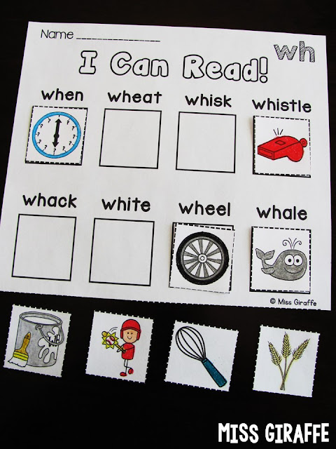 Miss Giraffe's Class: Digraphs Activities for First Grade and Kindergarten