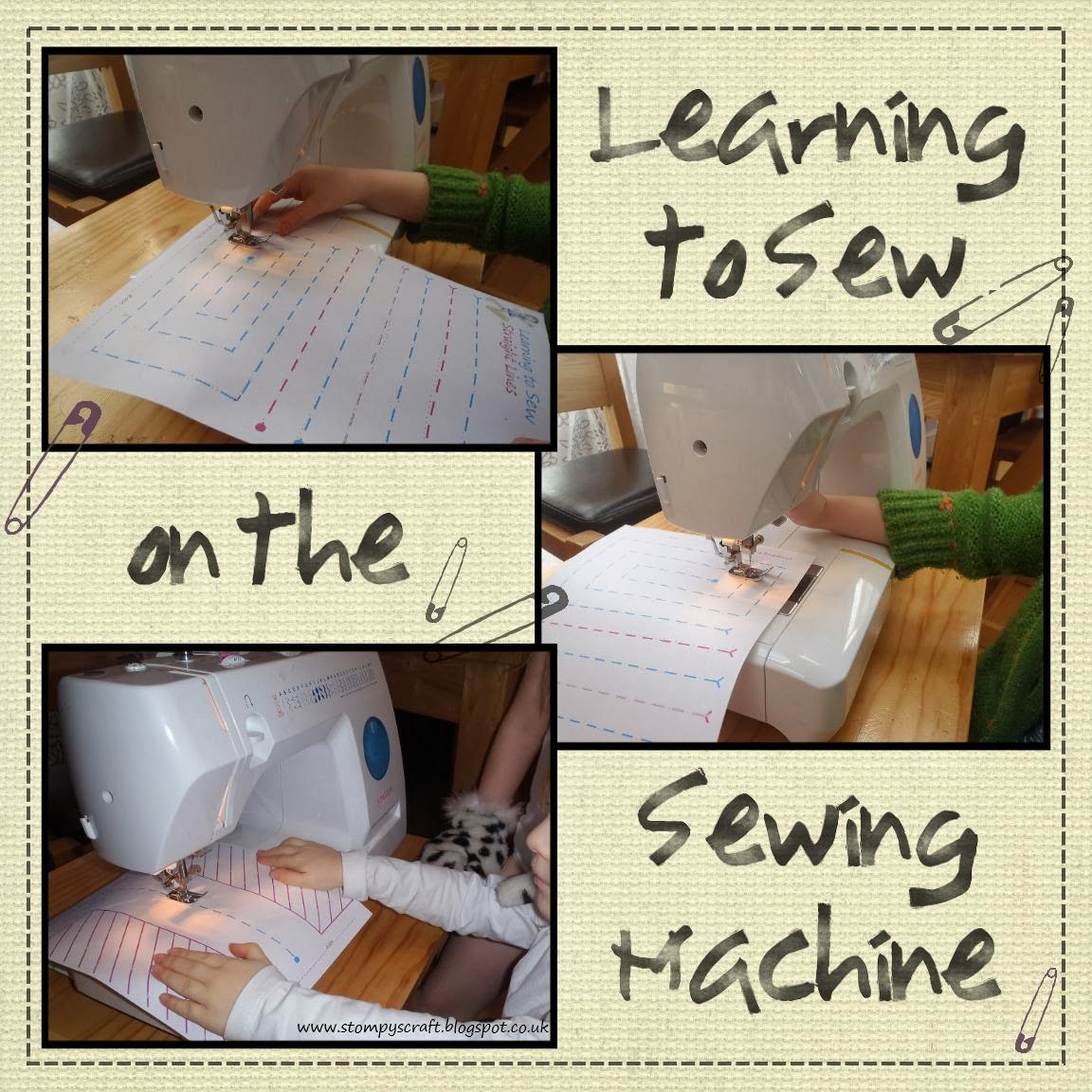 stompys craft Teaching my little ones to sew.