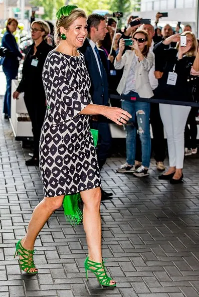 Queen Maxima attended the opening of the European Academy of Neurology congress. Queen wore Natan dress