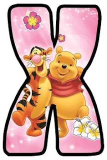 Abecedario de Tiger y Winnie the Pooh en Fondo Rosa. Tiger and Winnie the Pooh Alphabet.