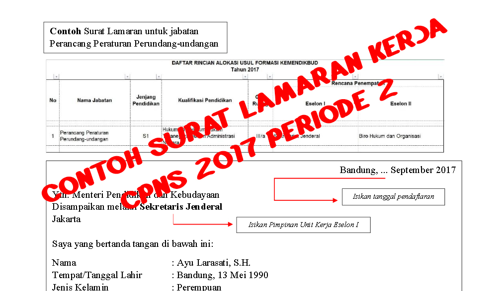 Contoh Surat Lamaran CPNS 2017 Periode 2 Kumpulan Warga
