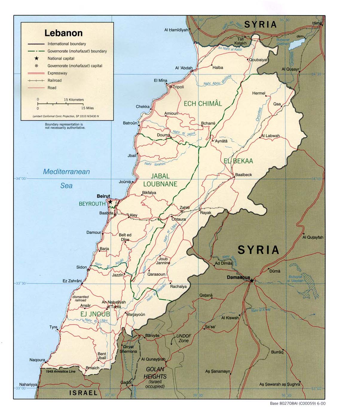 LEBANON - GEOGRAPHICAL MAPS OF LEBANON