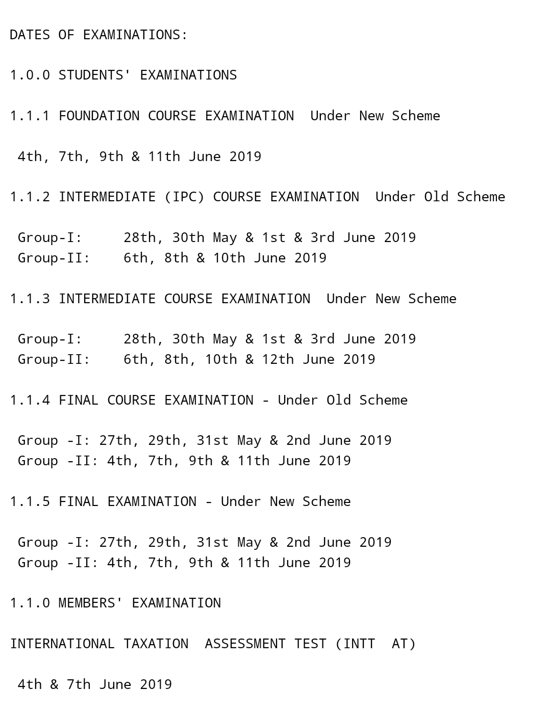 CA exam date sheet POSTPONEMENT OF CHARTERED ACCOUNTANT EXAMINATIONS