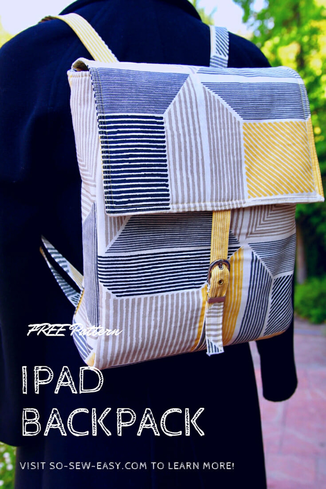 Learn how to make an iPad Backpack. Free tutorial and patter by So Sew Easy