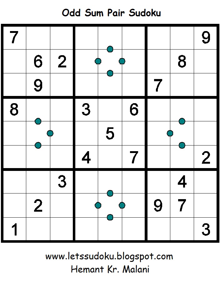 Let's Sudoku Sudoku 19 Odd Sum Pair Sudoku