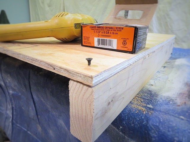 attaching plywood for folding workbench tabletop