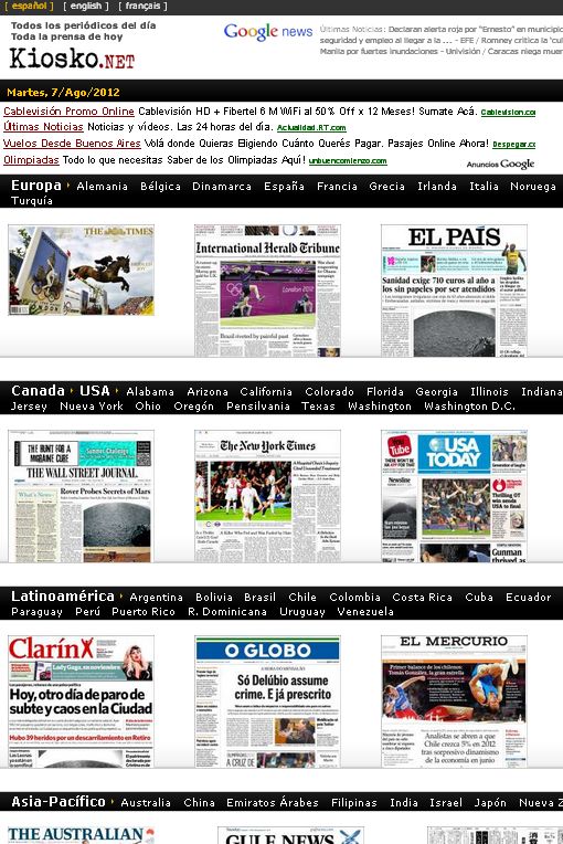 Los principales diarios del mundo a un click