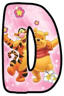 Abecedario de Tiger y Winnie the Pooh en Fondo Rosa. Tiger and Winnie the Pooh Alphabet.