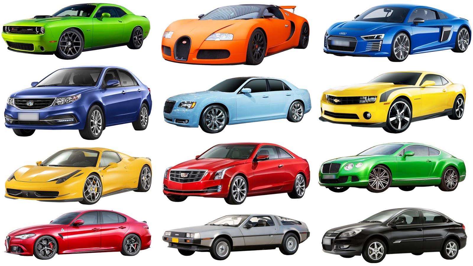 Different brands of cars