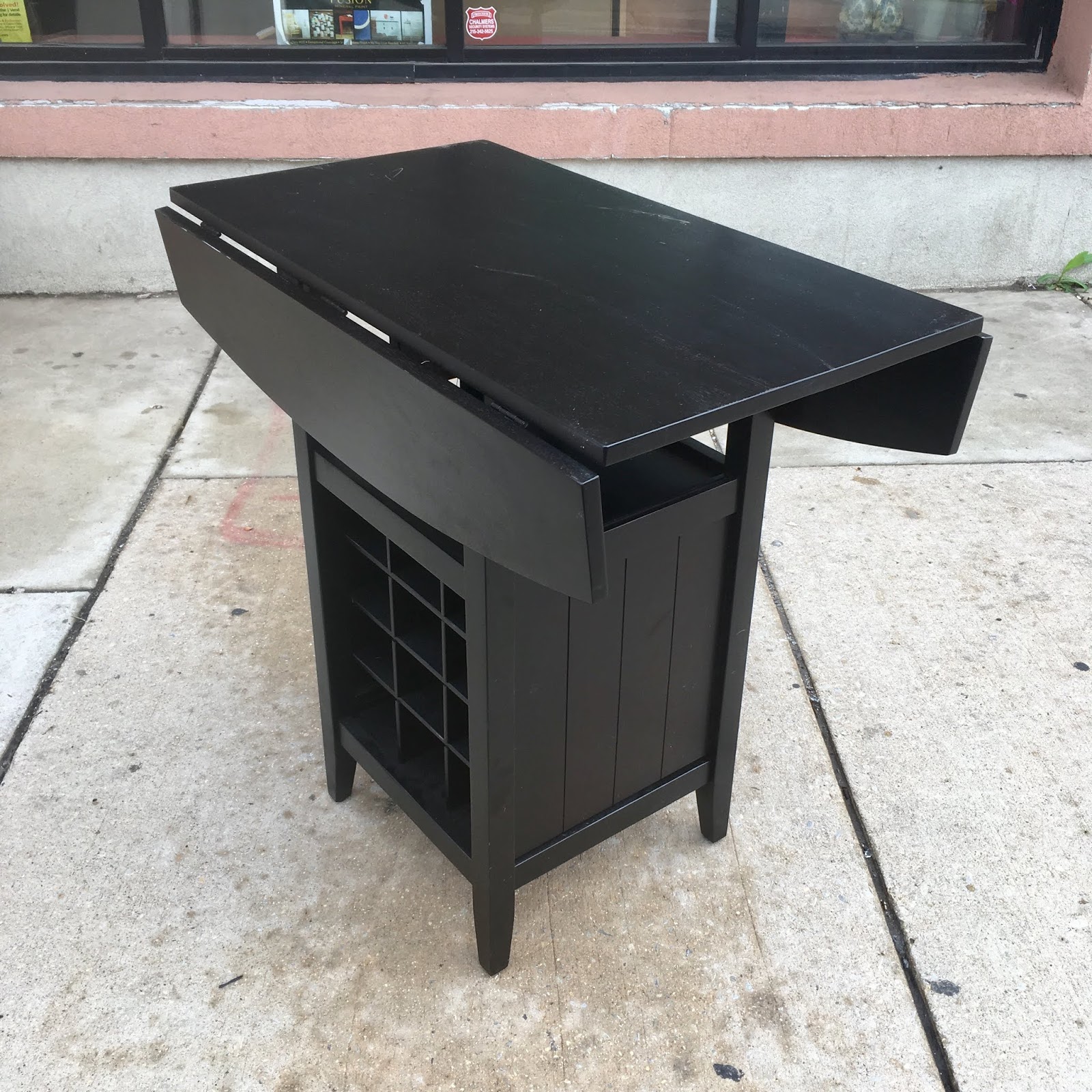 Uhuru Furniture & Collectibles: Black Drop Leaf Kitchen Island with