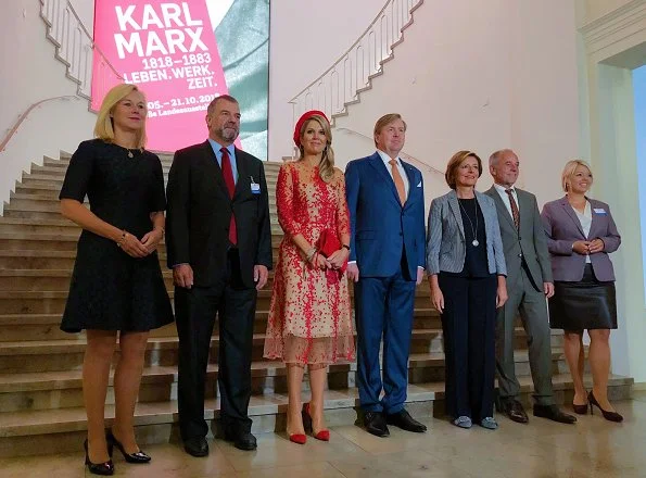 Queen Maxima wore Natan dress and Natan pumps. Governor of Rhineland-Palatinate Malu Dreyer with her Husband Klaus Jensen