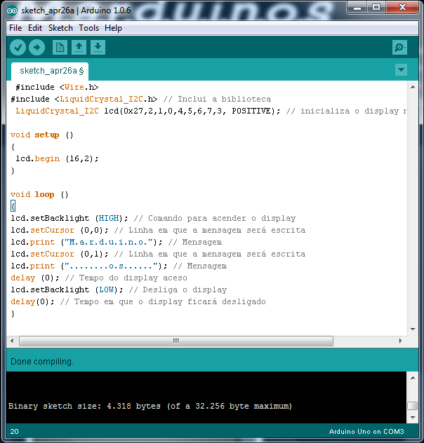 Ide Display M.a.r.d.u.i.n.o.s: Ligando Display com módulo I2C
