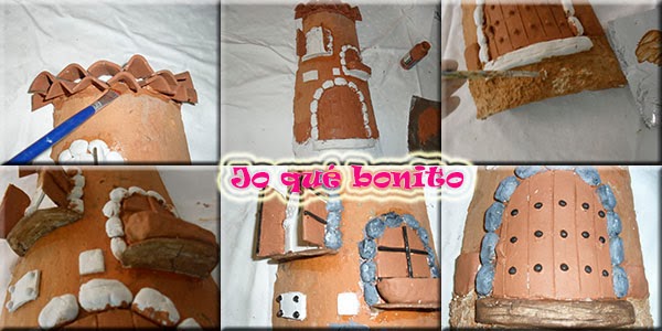 Teja decorada con pasta de papel