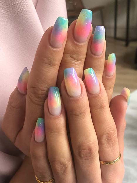 Rainbow Ombre Nail Design